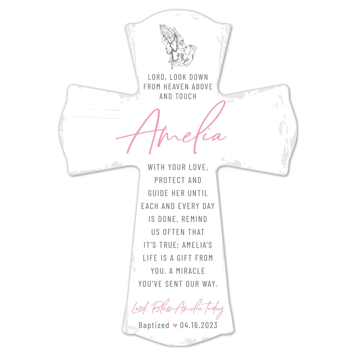 Personalized Baby Baptism Wooden Wall Cross - LifeSong Milestones