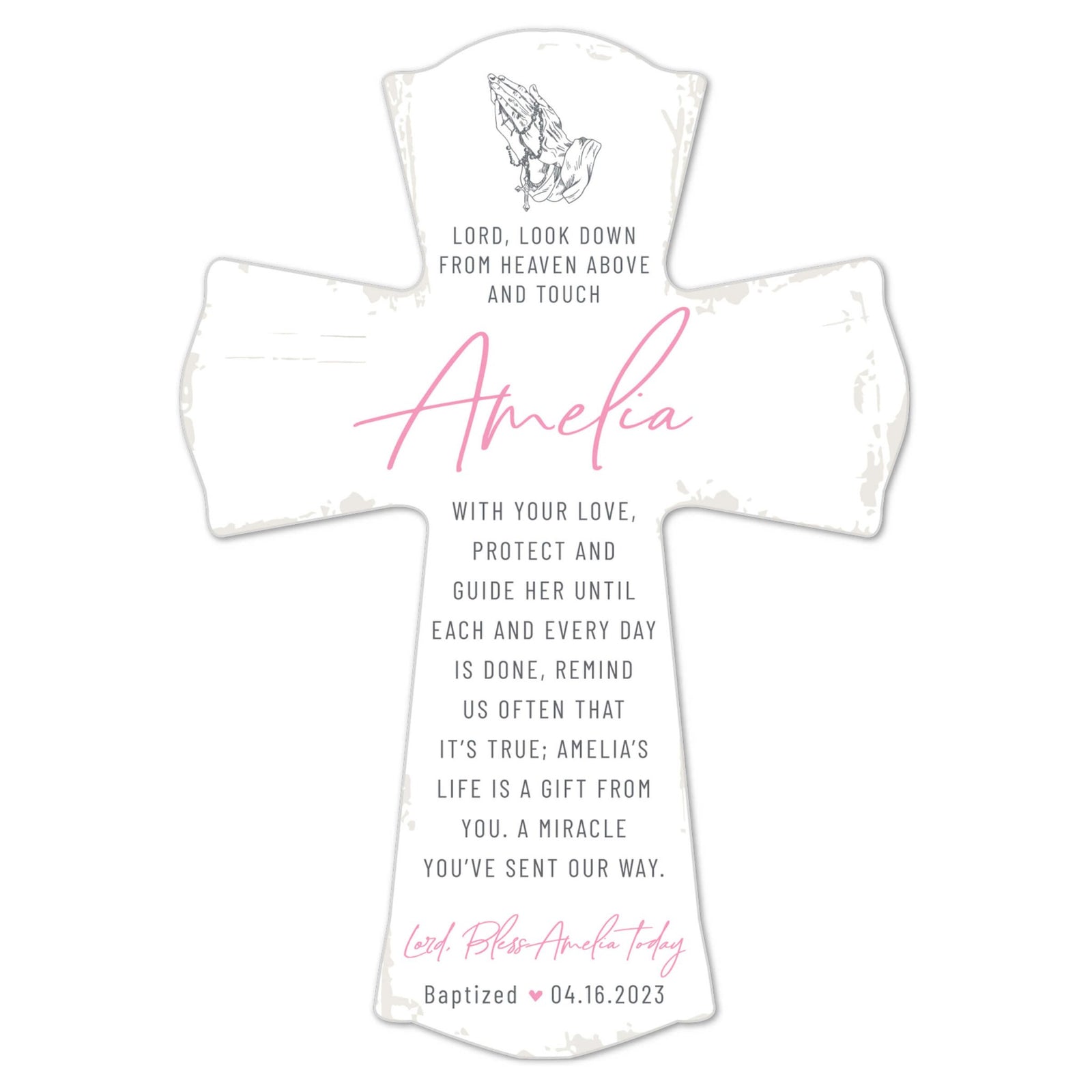 Personalized Baby Baptism Wooden Wall Cross - LifeSong Milestones