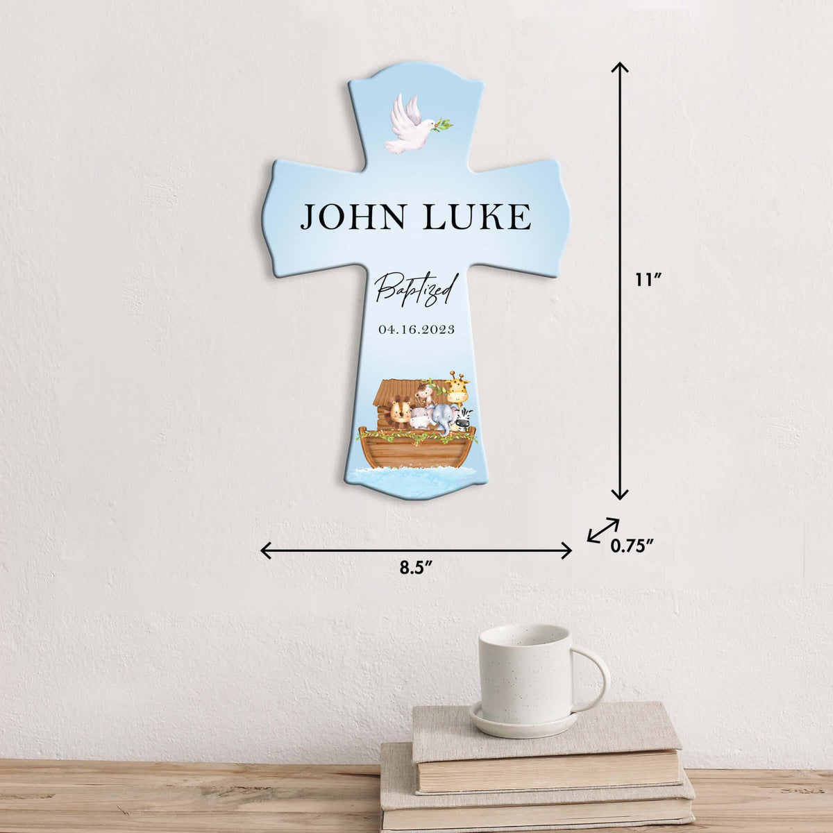 Personalized Baby Baptism Wooden Wall Cross - Baptized - LifeSong Milestones