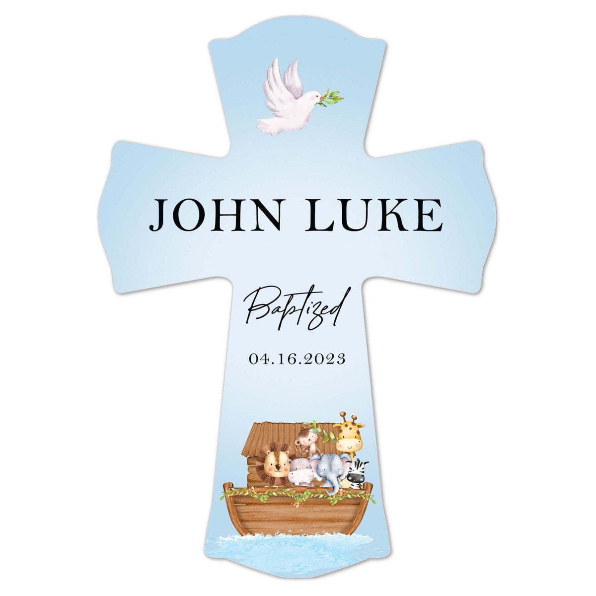 Personalized Baby Baptism Wooden Wall Cross - Baptized - LifeSong Milestones