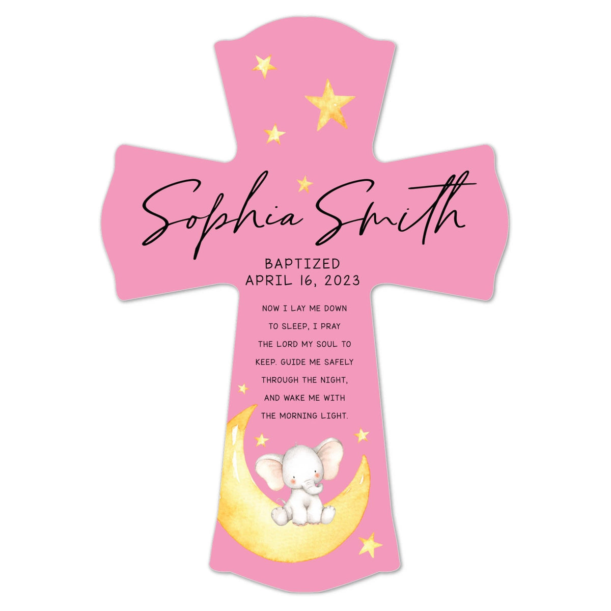 Personalized Baby Baptism Wooden Wall Cross - Now I Lay Me Down - LifeSong Milestones