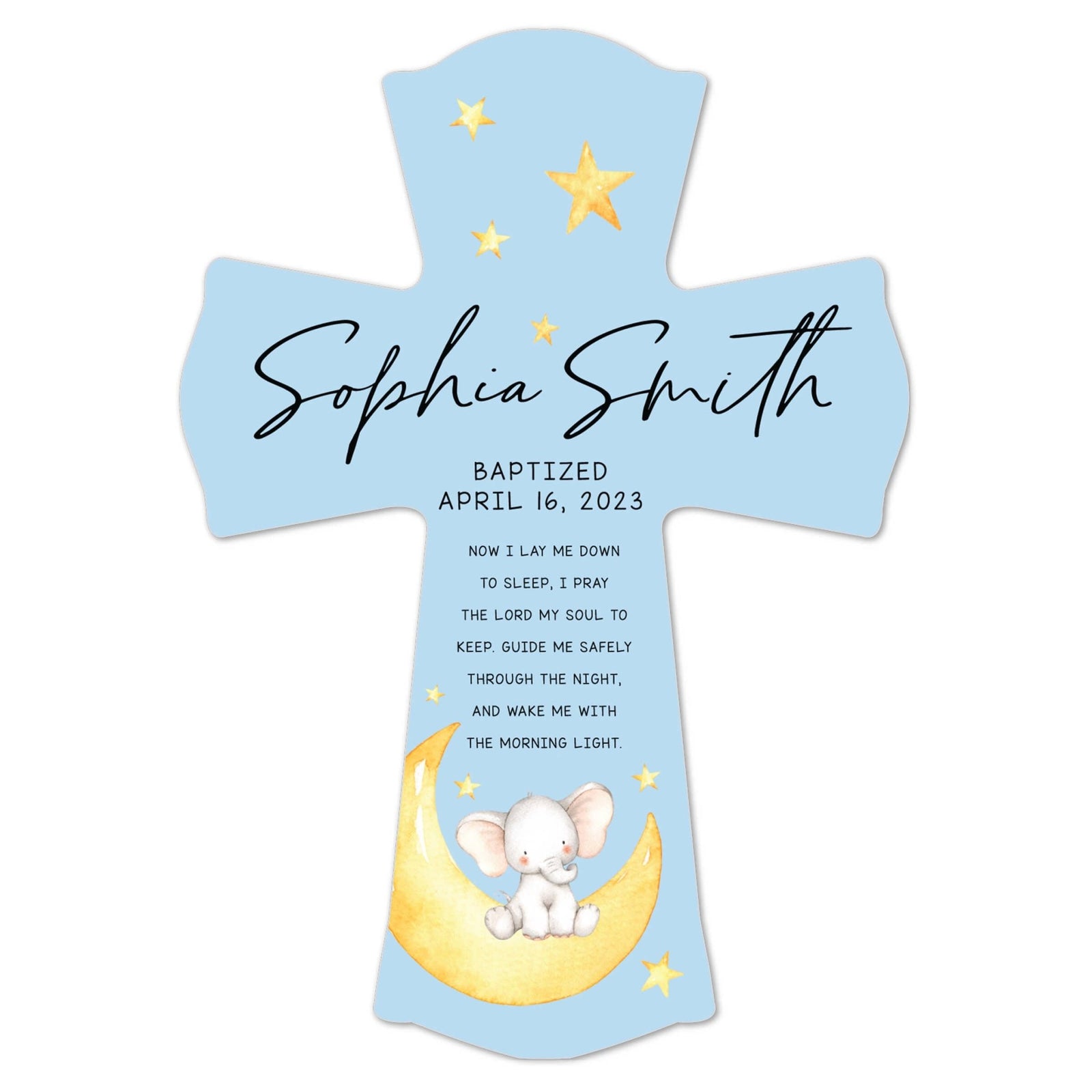 Personalized Baby Baptism Wooden Wall Cross - Now I Lay Me Down - LifeSong Milestones