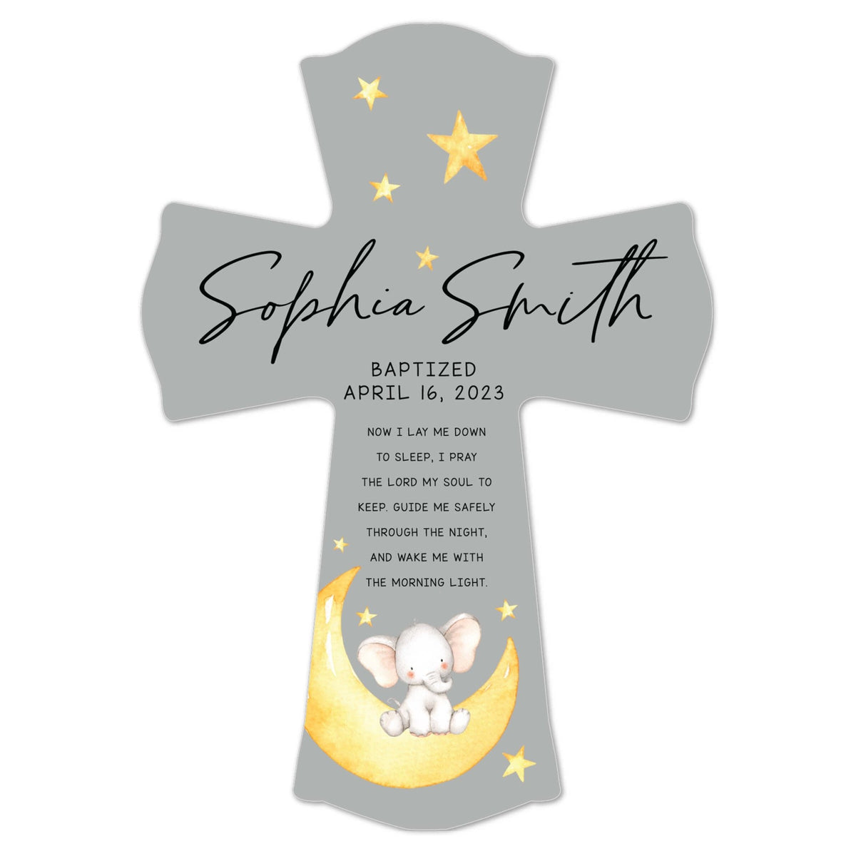 Personalized Baby Baptism Wooden Wall Cross - Now I Lay Me Down - LifeSong Milestones