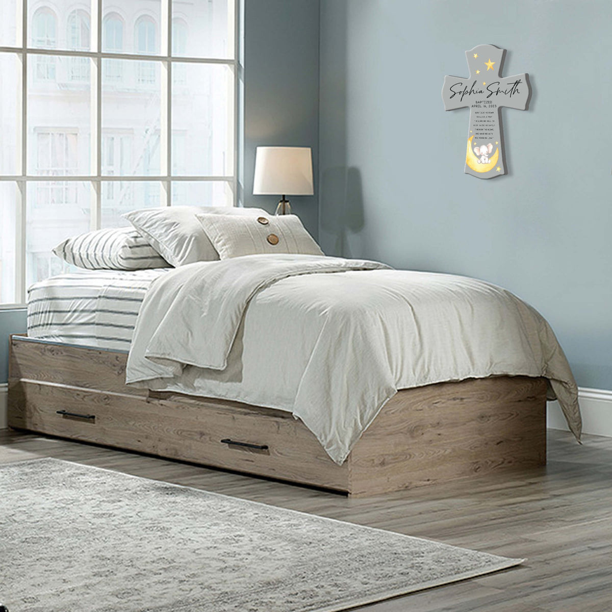 Personalized Baby Baptism Wooden Wall Cross - Now I Lay Me Down - LifeSong Milestones