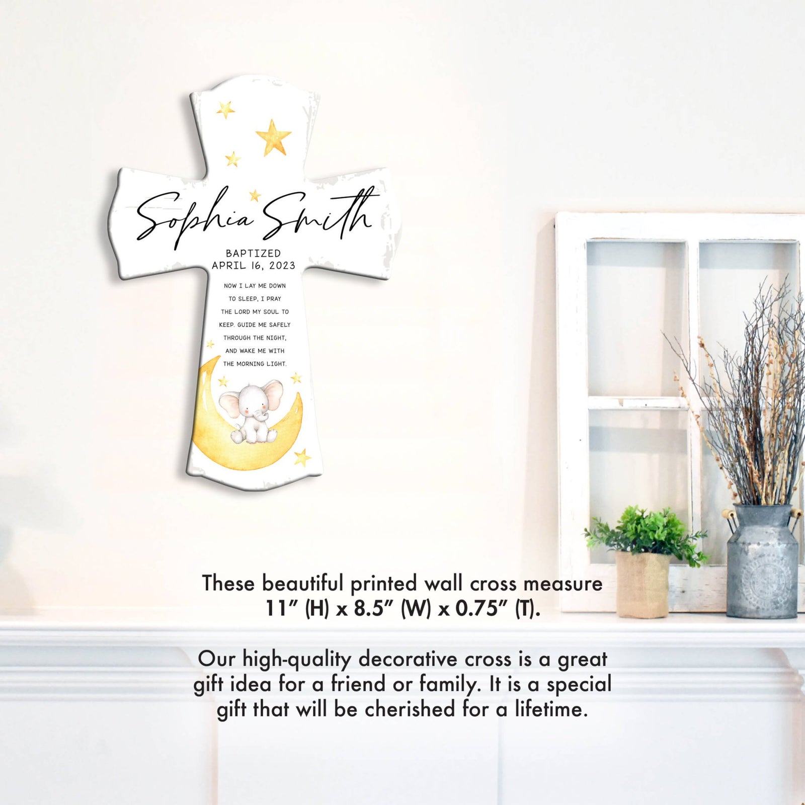 Personalized Baby Baptism Wooden Wall Cross - Now I Lay Me Down - LifeSong Milestones