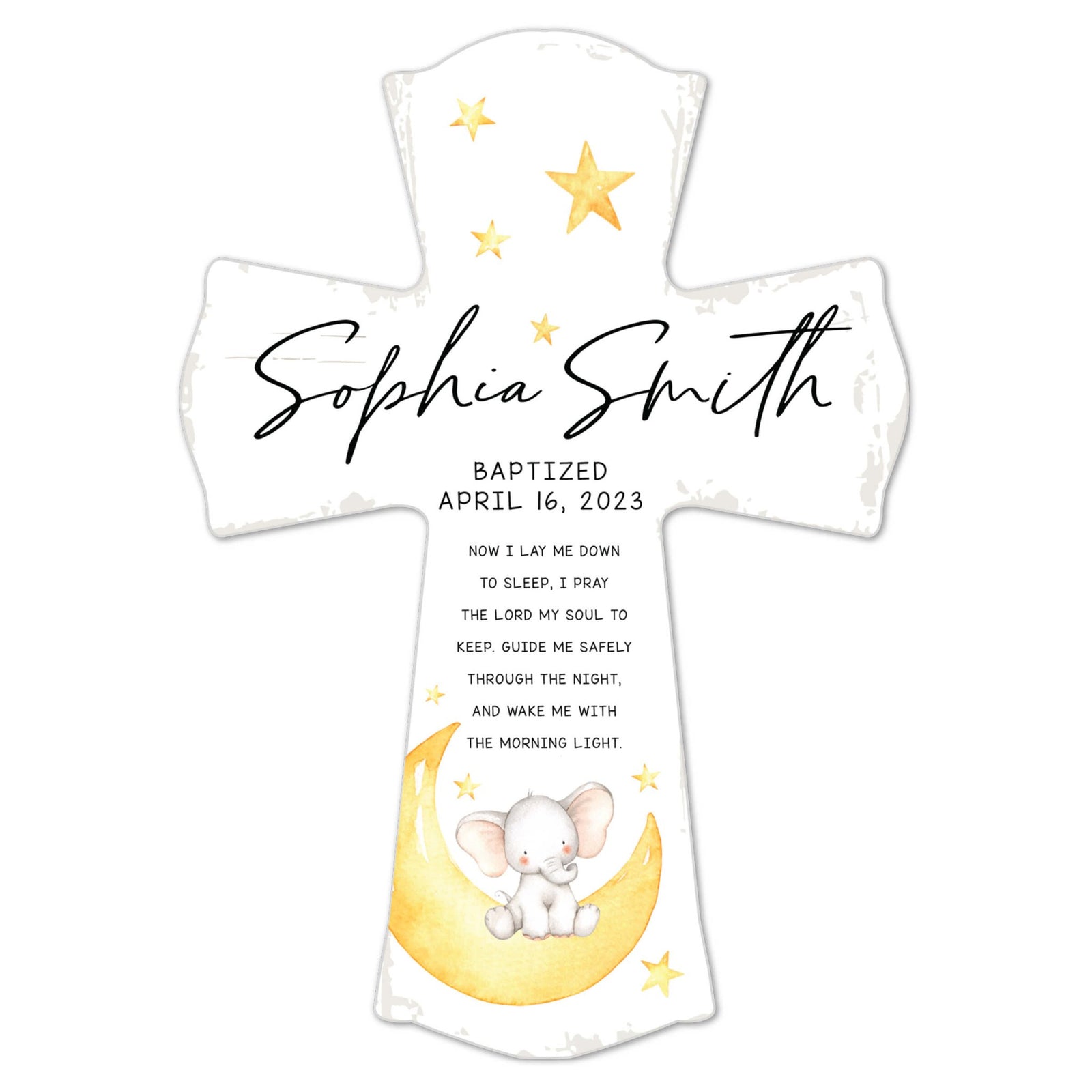 Personalized Baby Baptism Wooden Wall Cross - Now I Lay Me Down - LifeSong Milestones