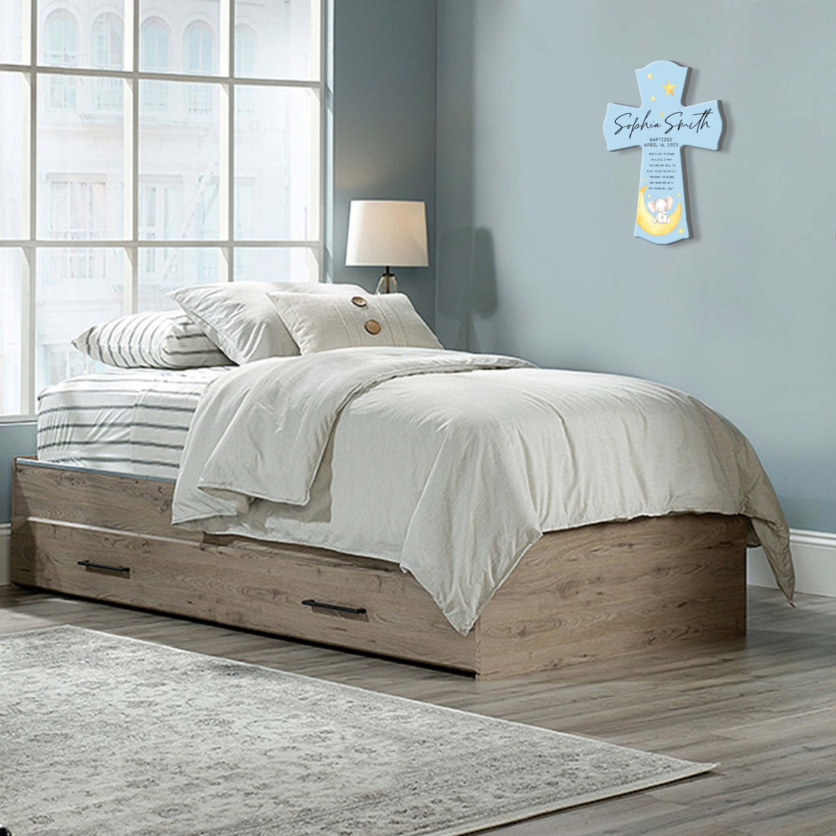 Personalized Baby Baptism Wooden Wall Cross - Now I Lay Me Down - LifeSong Milestones