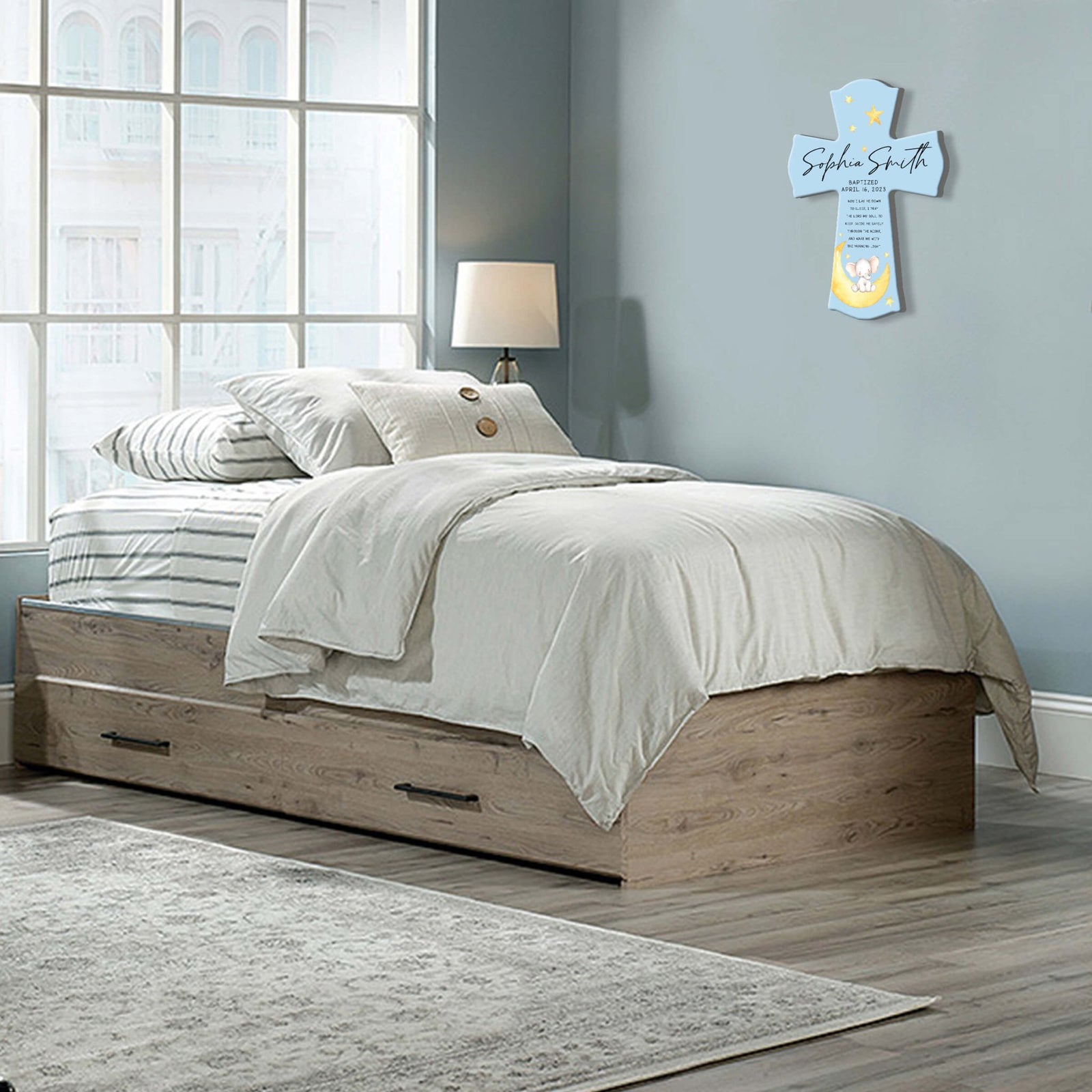 Personalized Baby Baptism Wooden Wall Cross - Now I Lay Me Down - LifeSong Milestones