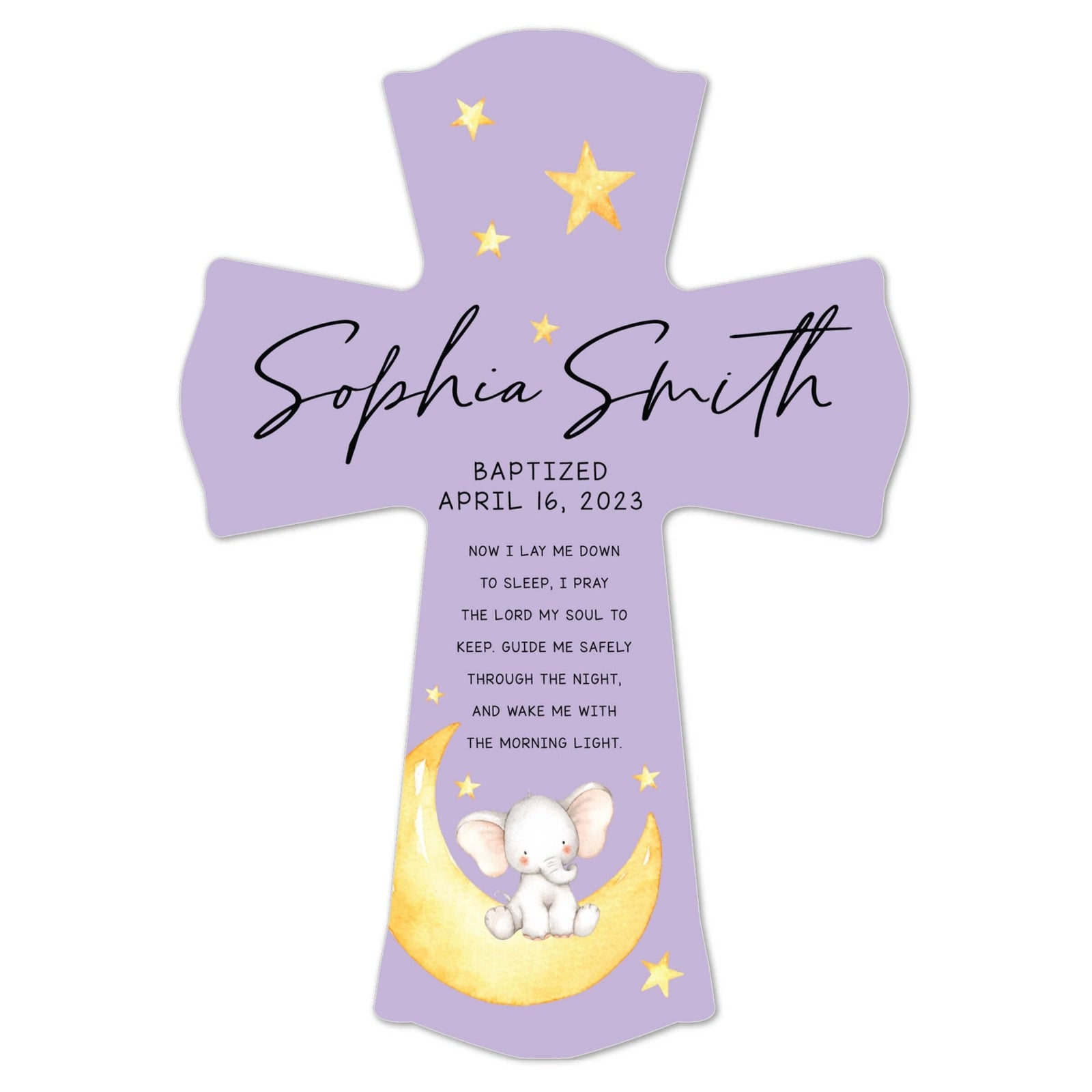 Personalized Baby Baptism Wooden Wall Cross - Now I Lay Me Down - LifeSong Milestones