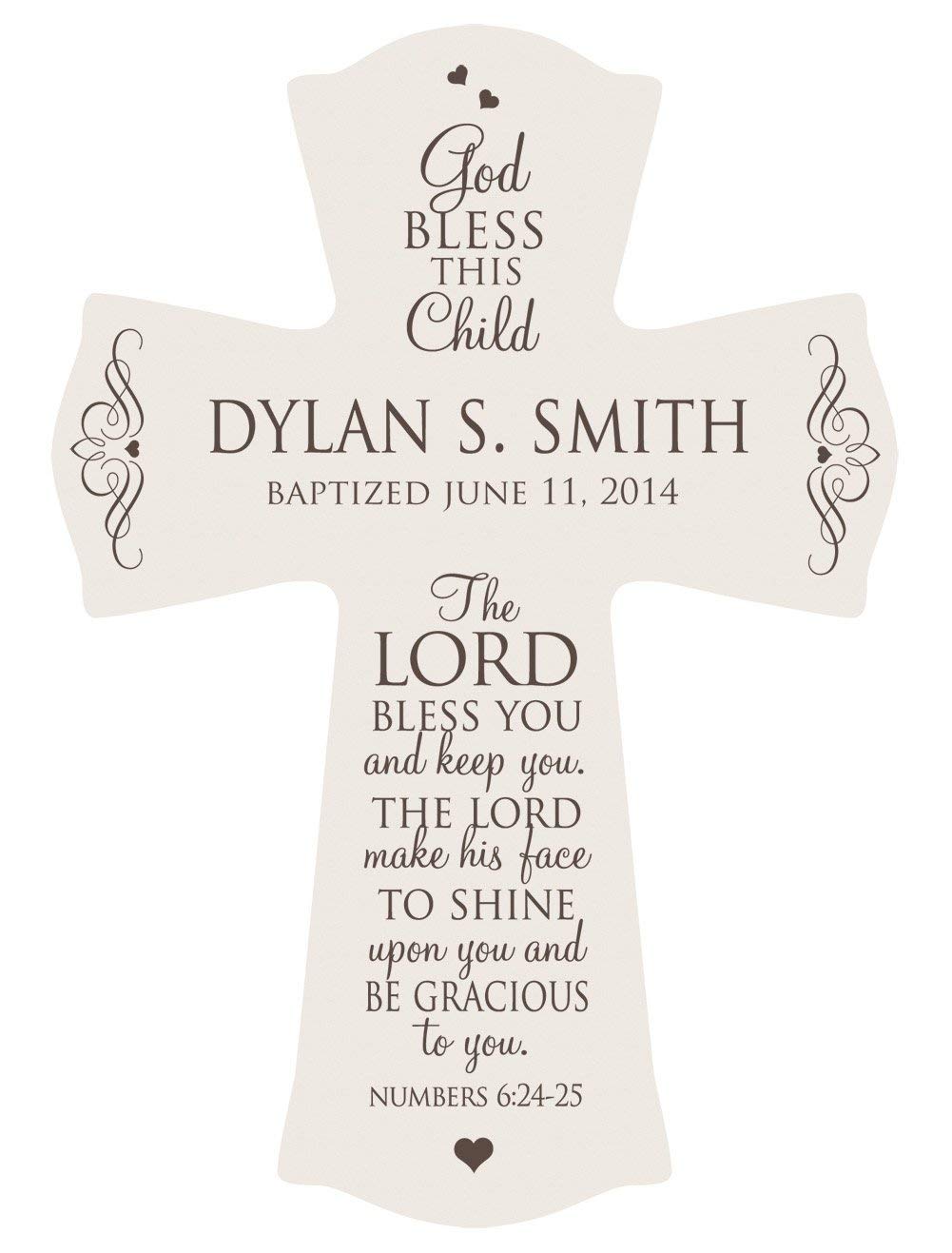 Personalized Baby Baptism Wooden Wall Cross - The Lord Bless You - LifeSong Milestones