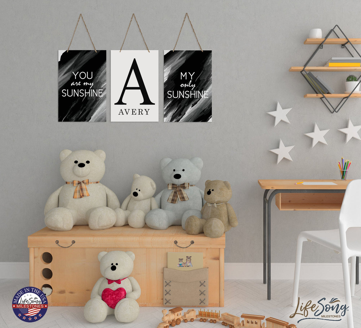 Personalized Baby Birth Arrival Monogram Signs - Sunshine Black - LifeSong Milestones