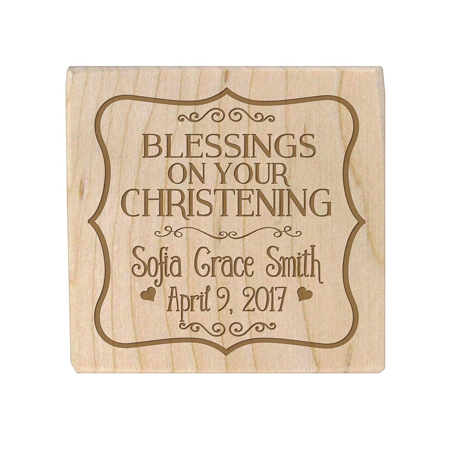 Personalized Baby Dedication Maple Blocks - May God Bless You - LifeSong Milestones