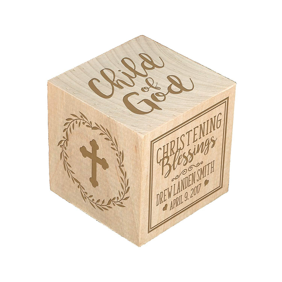 Personalized Baby Dedication Maple Blocks - May God Bless You - LifeSong Milestones