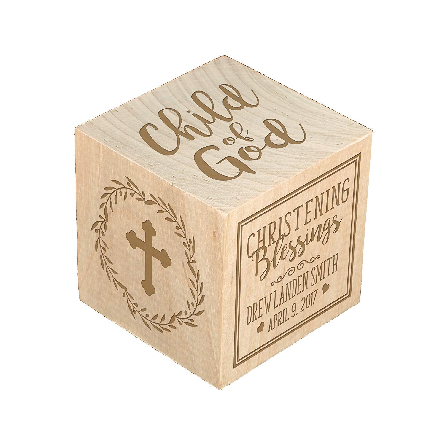 Personalized Baby Dedication Maple Blocks - May God Bless You - LifeSong Milestones