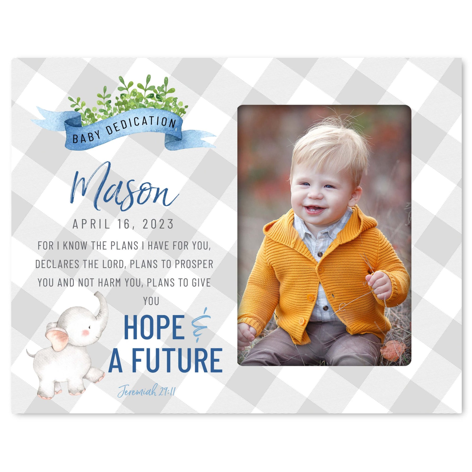Personalized Baby Dedication Photo Frame - Hope & Future - LifeSong Milestones