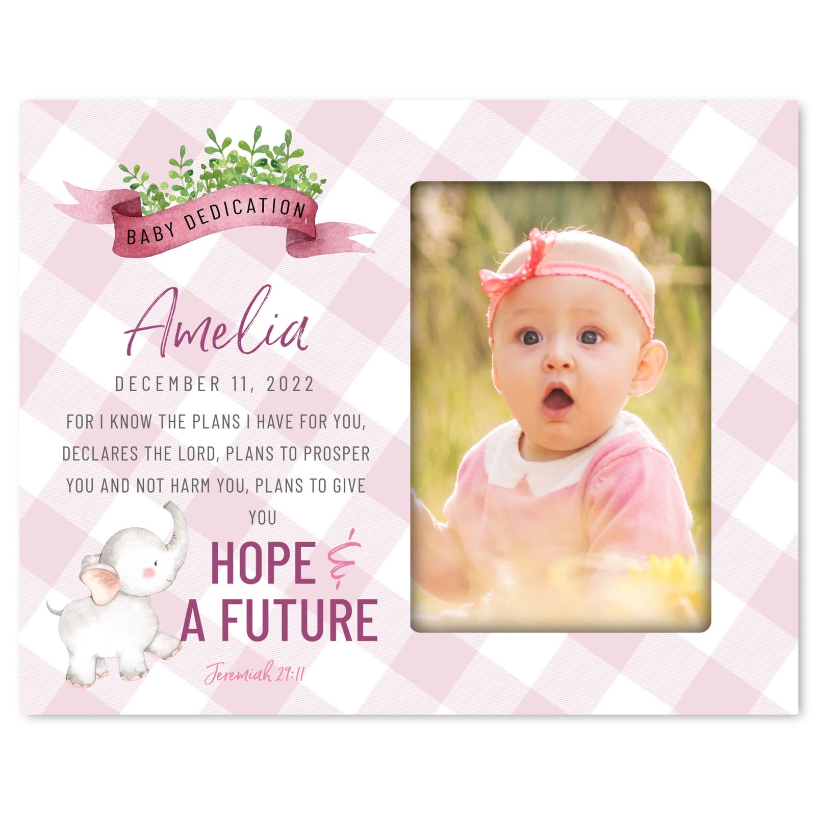Personalized Baby Dedication Photo Frame - Hope & Future - LifeSong Milestones