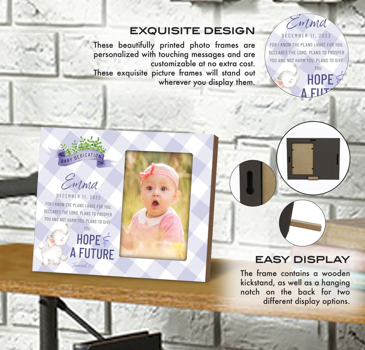 Personalized Baby Dedication Photo Frame - Hope & Future - LifeSong Milestones