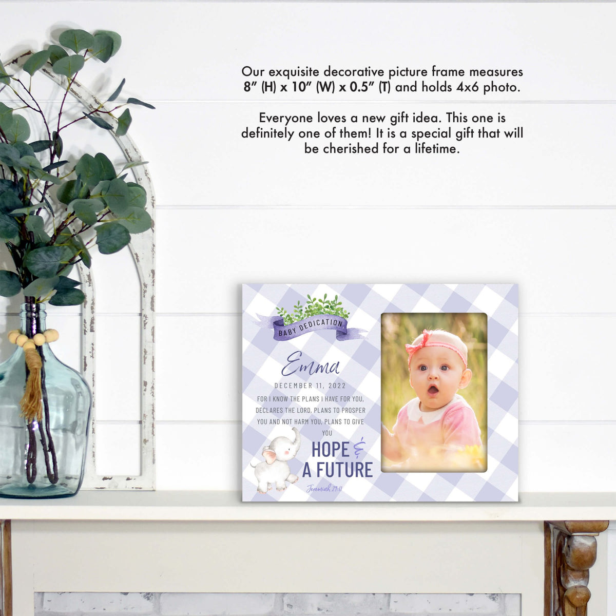 Personalized Baby Dedication Photo Frame - Hope & Future - LifeSong Milestones