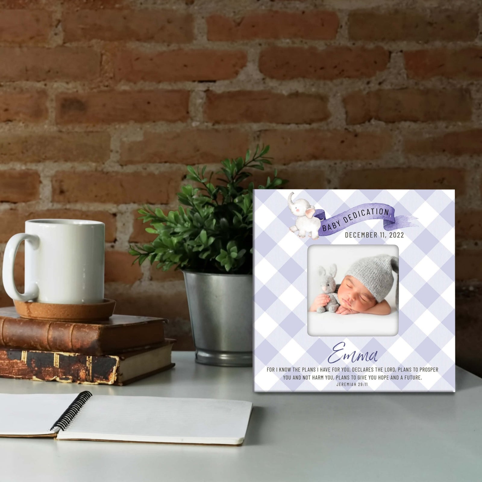 Personalized Baby Dedication Photo Frame – Jeremiah 29:11 - LifeSong Milestones Baptism gift for Godchild from Godparents