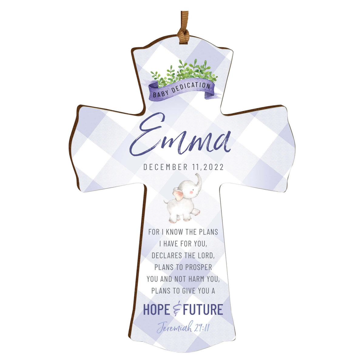 Personalized Baby Dedication Wooden Mini Cross - For I Know The Plans - LifeSong Milestones