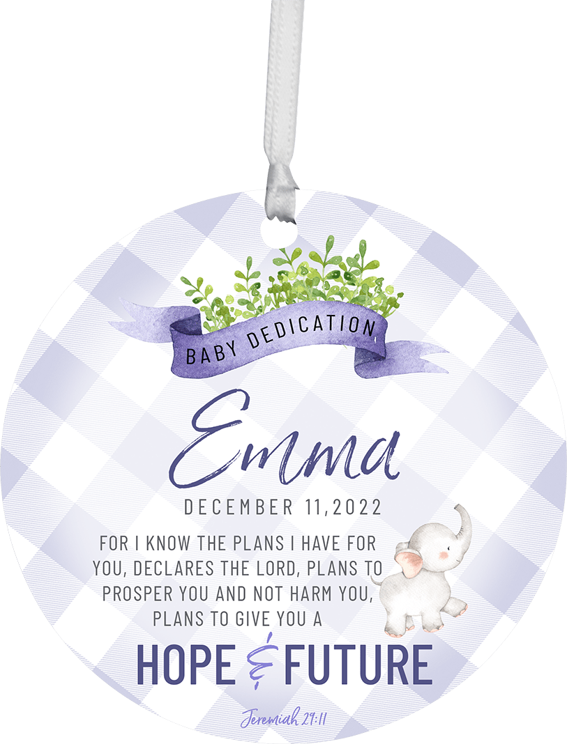 Personalized Baby Dedication Wooden Ornament - For I Know The Plans - LifeSong Milestones