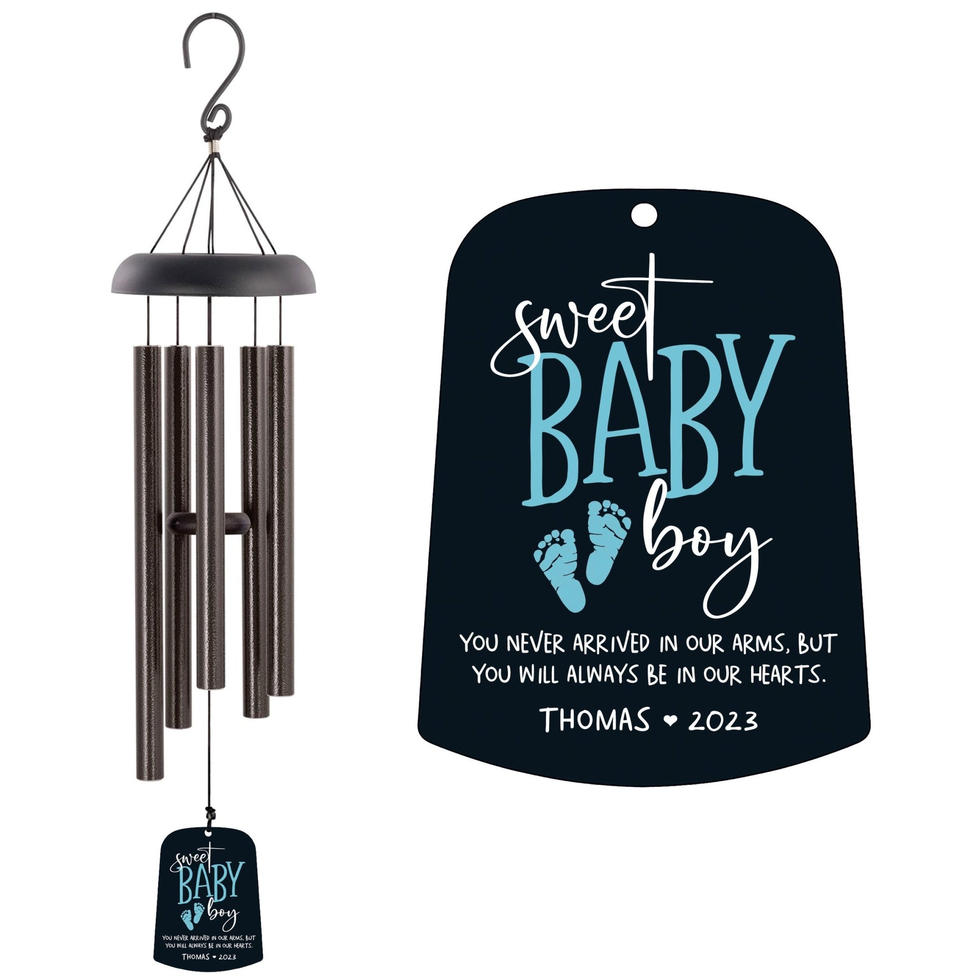 Personalized Baby Memorial Wind Chime Sail Sympathy Gift - Sweet Baby Boy - LifeSong Milestones