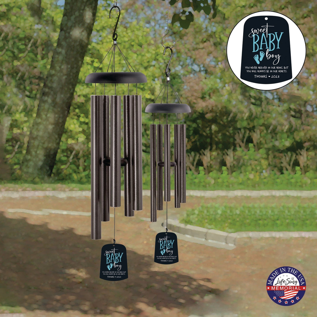 Personalized Baby Memorial Wind Chime Sail Sympathy Gift - Sweet Baby Boy - LifeSong Milestones