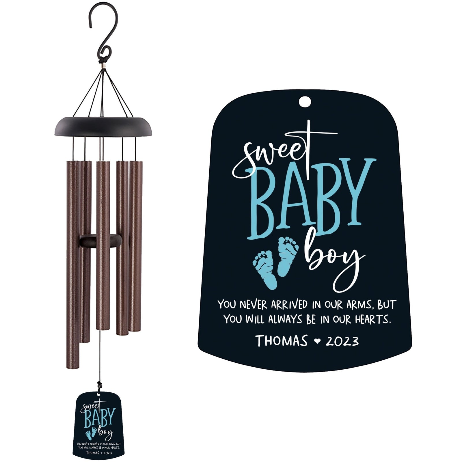 Personalized Baby Memorial Wind Chime Sail Sympathy Gift - Sweet Baby Boy - LifeSong Milestones