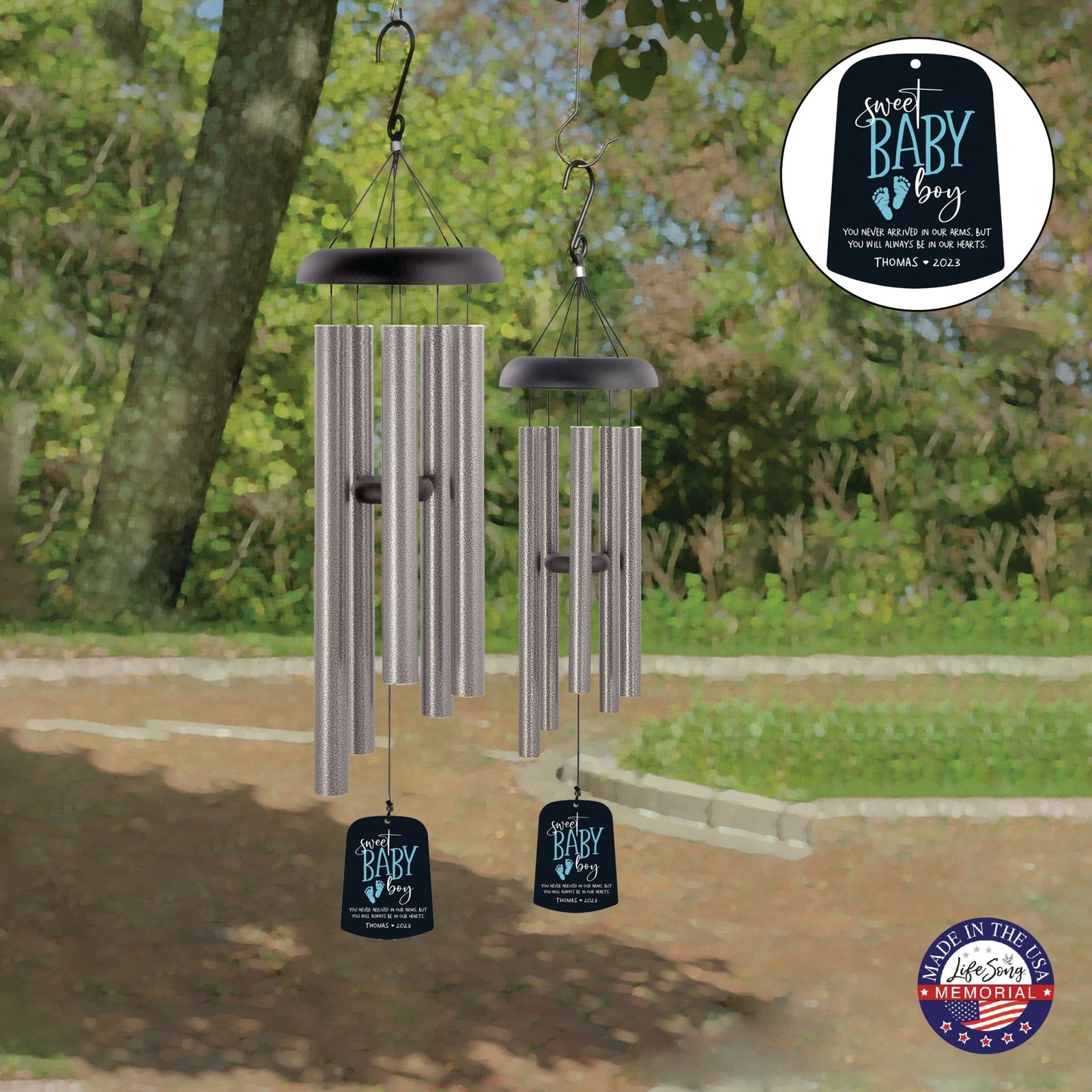 Personalized Baby Memorial Wind Chime Sail Sympathy Gift - Sweet Baby Boy - LifeSong Milestones