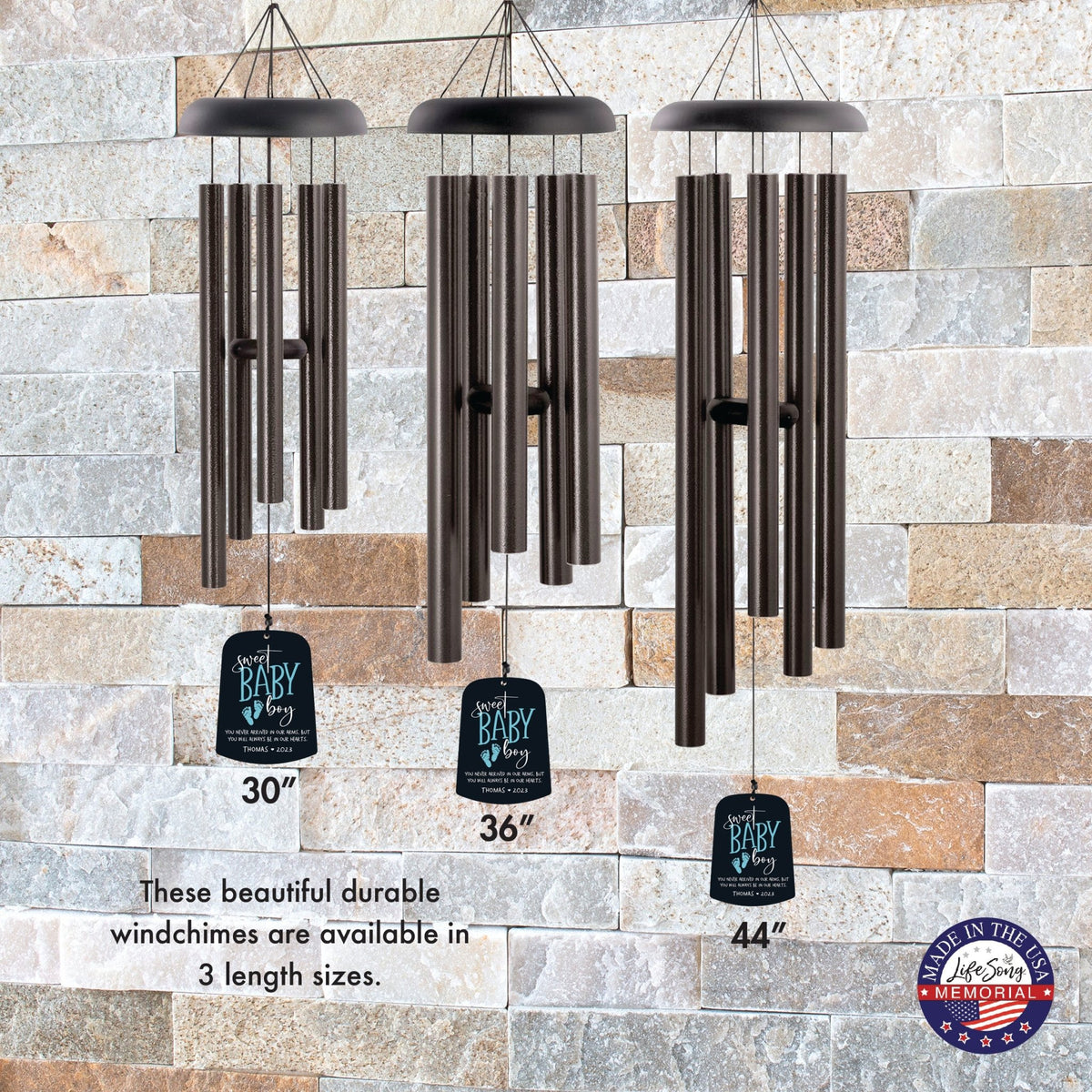 Personalized Baby Memorial Wind Chime Sail Sympathy Gift - Sweet Baby Boy - LifeSong Milestones