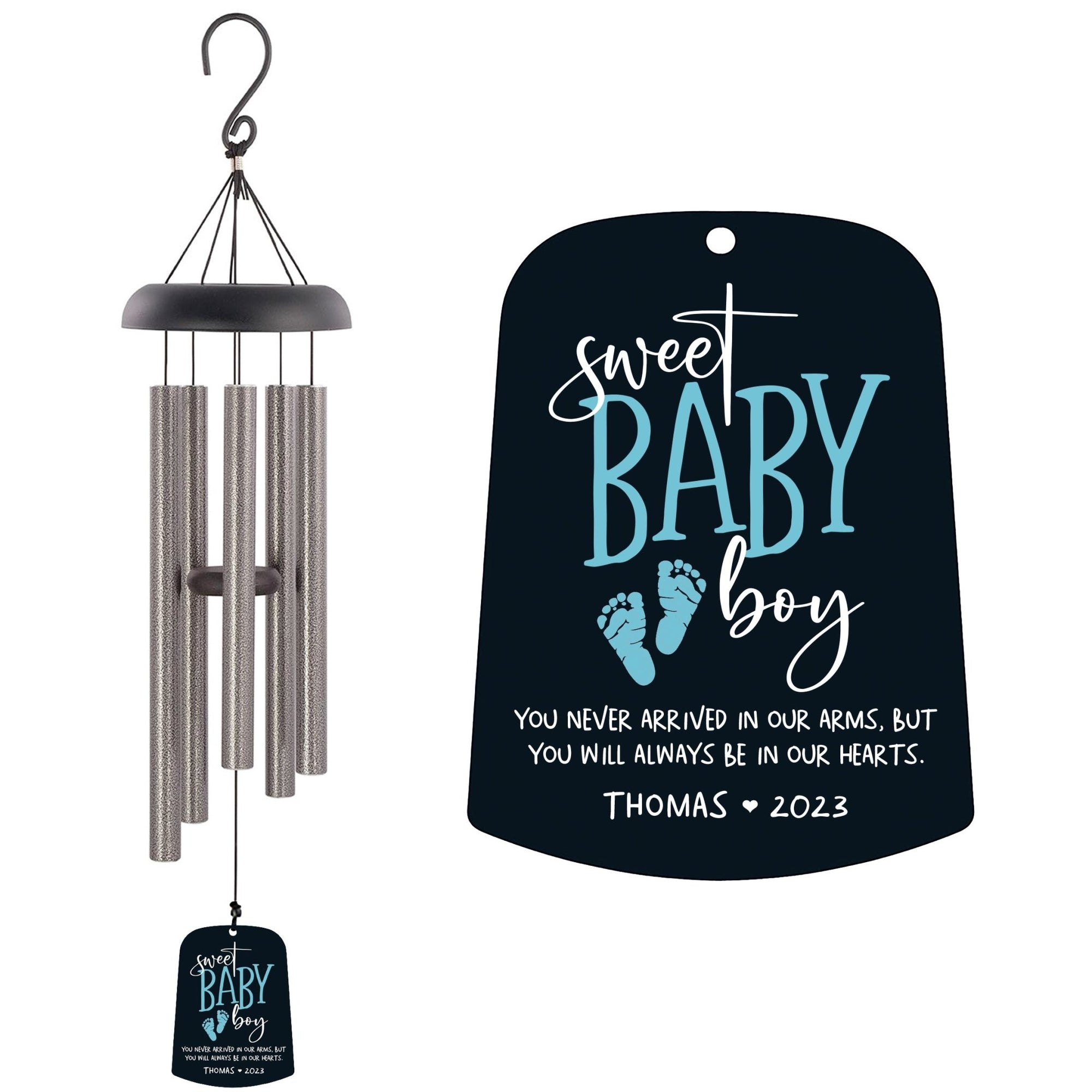 Personalized Baby Memorial Wind Chime Sail Sympathy Gift - Sweet Baby Boy - LifeSong Milestones