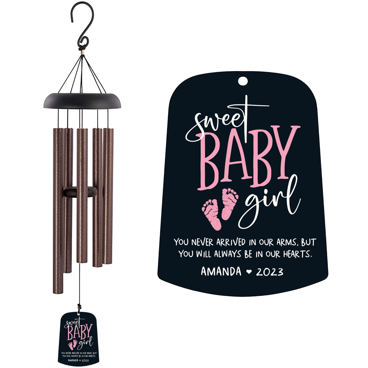 Personalized Baby Memorial Wind Chime Sail Sympathy Gift - Sweet Baby Girl - LifeSong Milestones