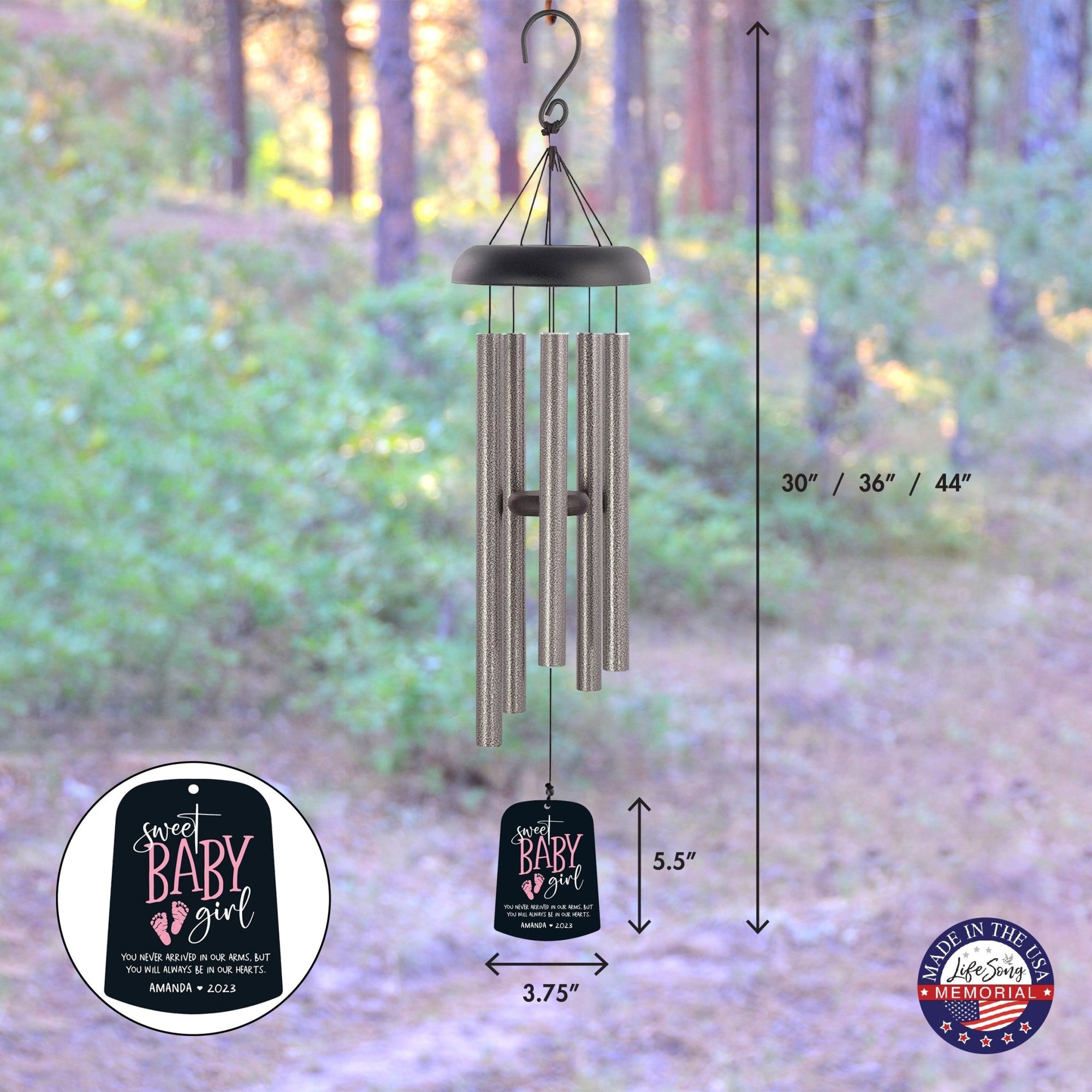 Personalized Baby Memorial Wind Chime Sail Sympathy Gift - Sweet Baby Girl - LifeSong Milestones
