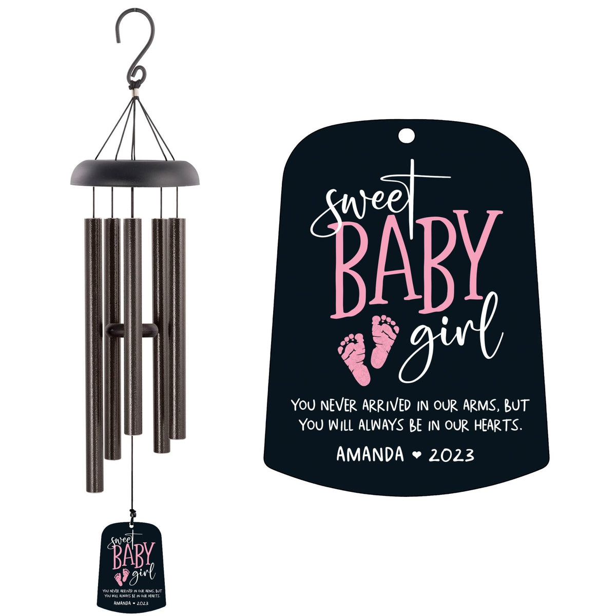 Personalized Baby Memorial Wind Chime Sail Sympathy Gift - Sweet Baby Girl - LifeSong Milestones