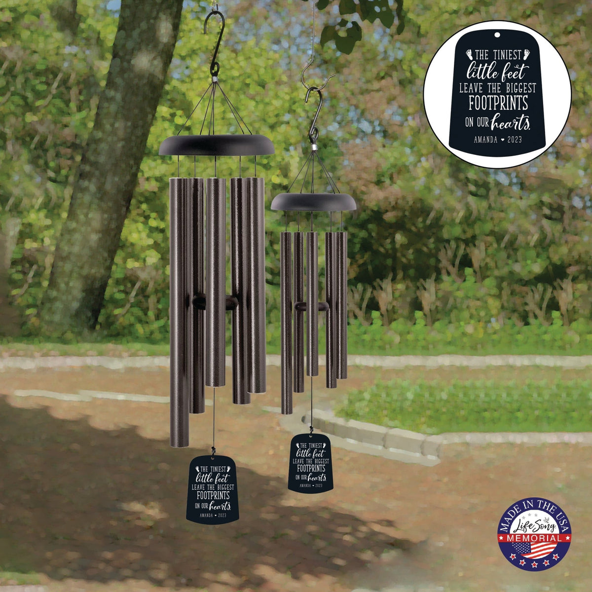 Personalized Baby Memorial Wind Chime Sail Sympathy Gift - Tiniest Little Feet - LifeSong Milestones