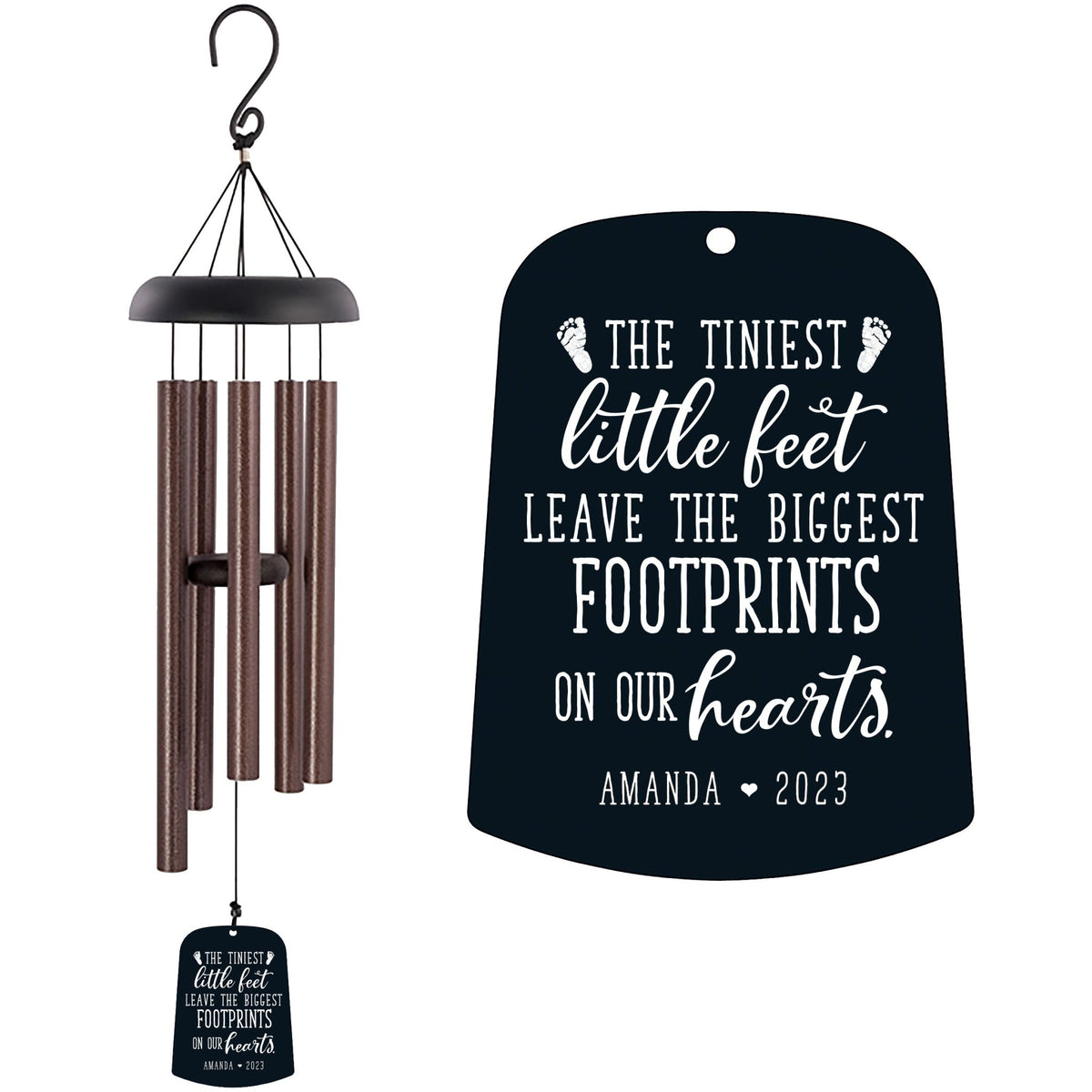 Personalized Baby Memorial Wind Chime Sail Sympathy Gift - Tiniest Little Feet - LifeSong Milestones