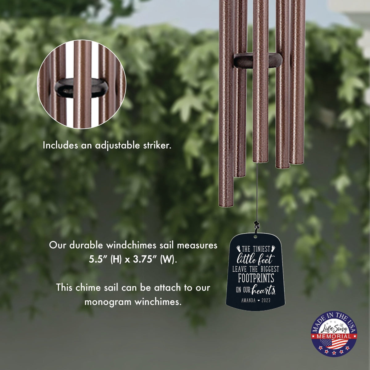Personalized Baby Memorial Wind Chime Sail Sympathy Gift - Tiniest Little Feet - LifeSong Milestones