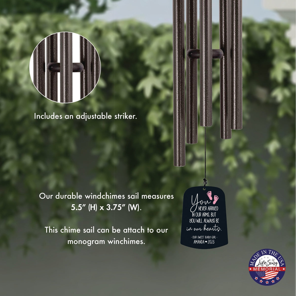 Personalized Baby Memorial Wind Chime Sail Sympathy Gift - You Never Arrived - LifeSong Milestones