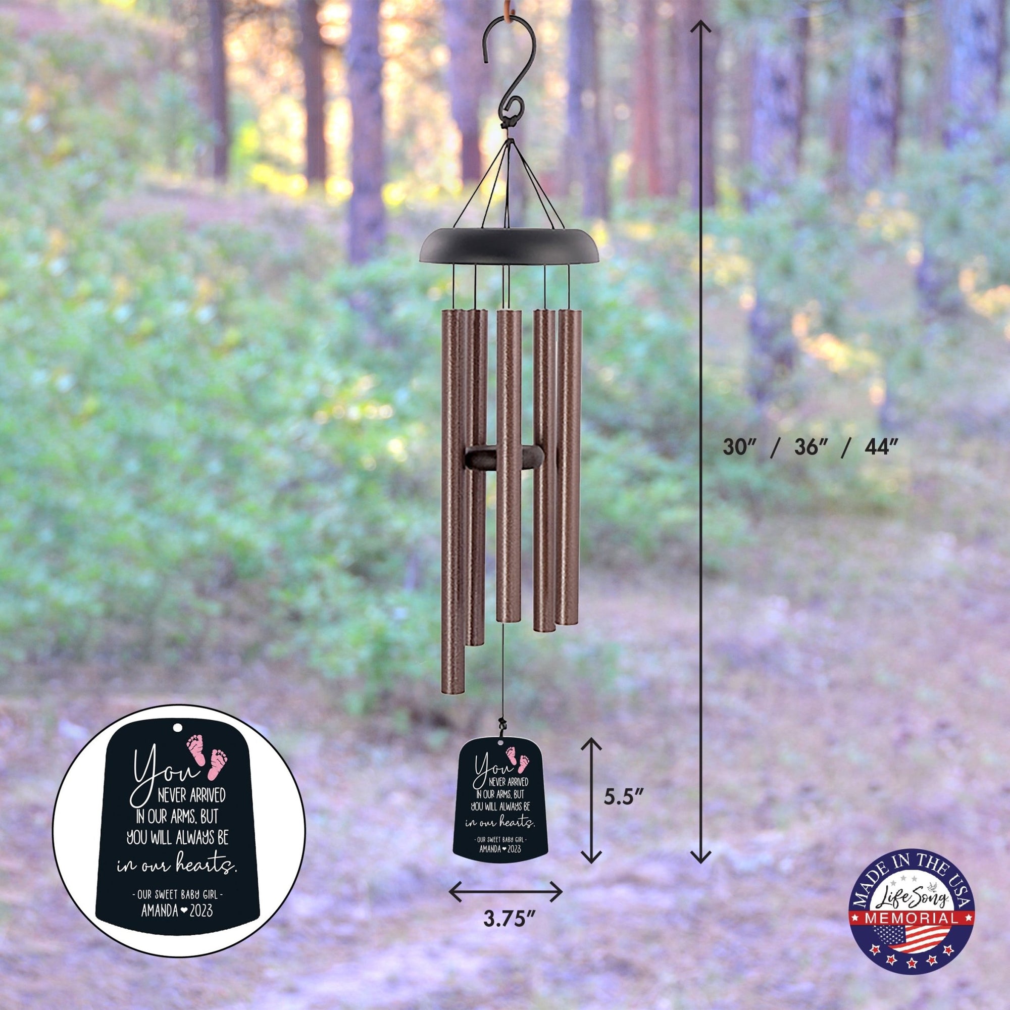 Personalized Baby Memorial Wind Chime Sail Sympathy Gift - You Never Arrived - LifeSong Milestones