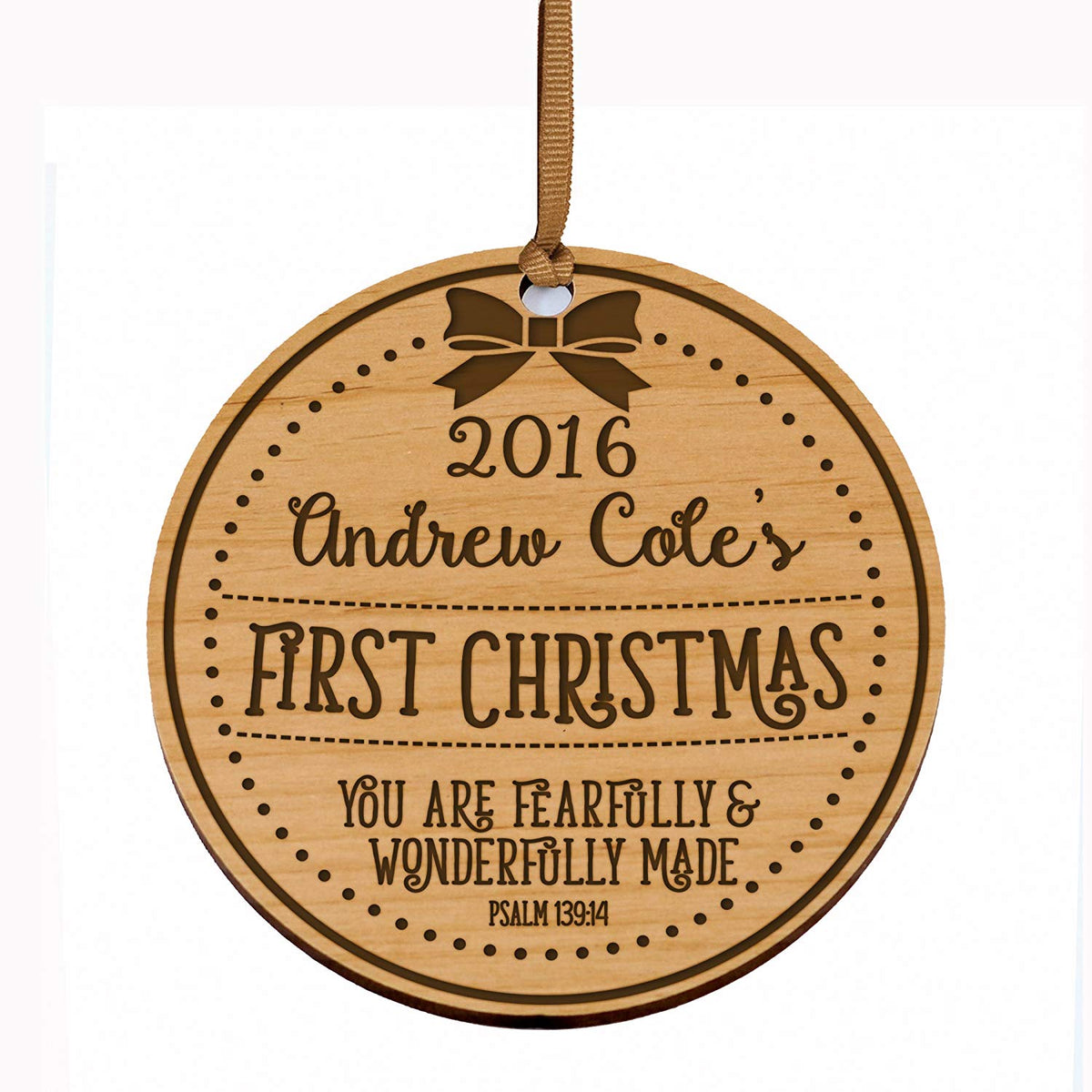Personalized Baby&#39;s First Christmas Ornament - Fearfully &amp; Wonderfully - LifeSong Milestones