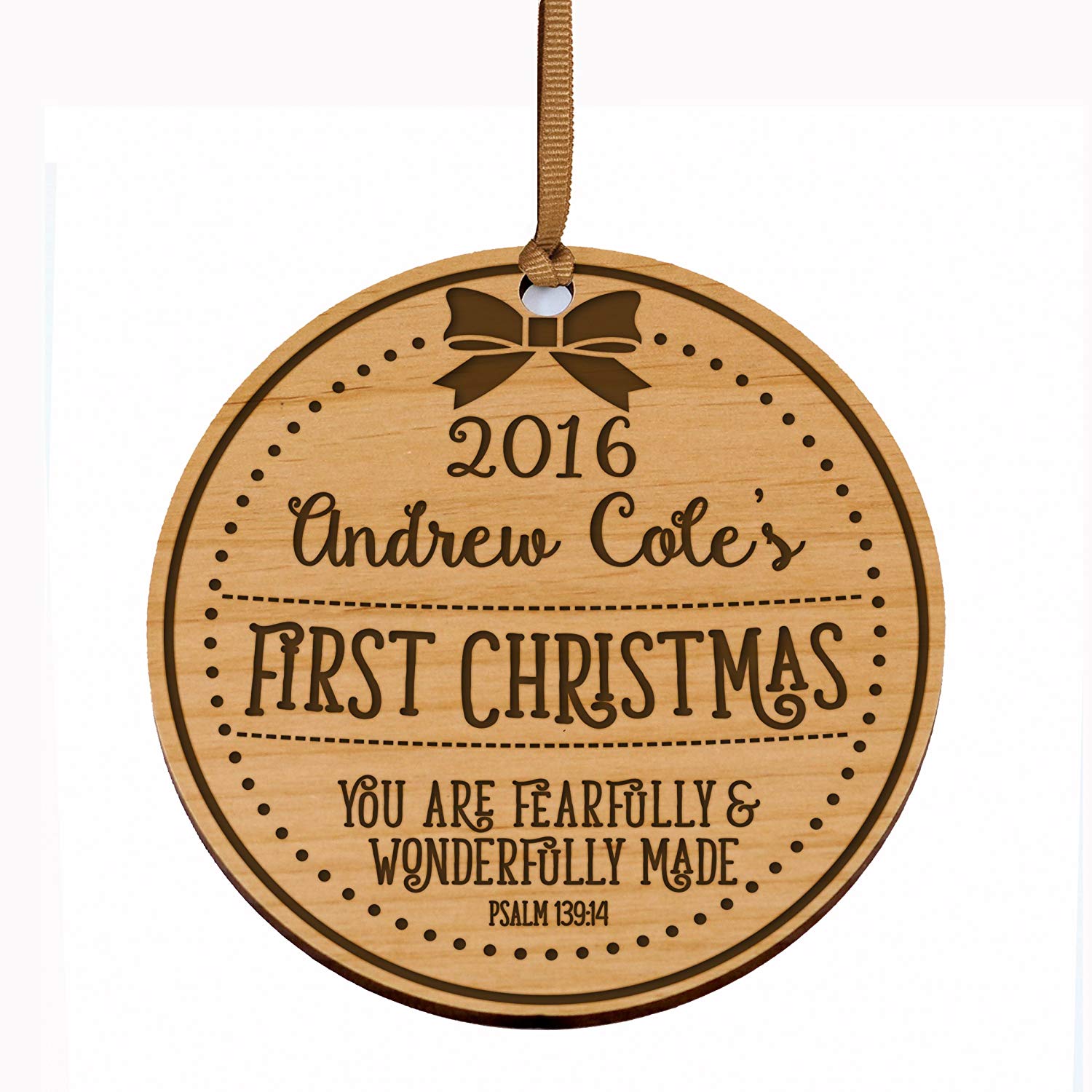 Personalized Baby's First Christmas Ornament - Fearfully & Wonderfully - LifeSong Milestones