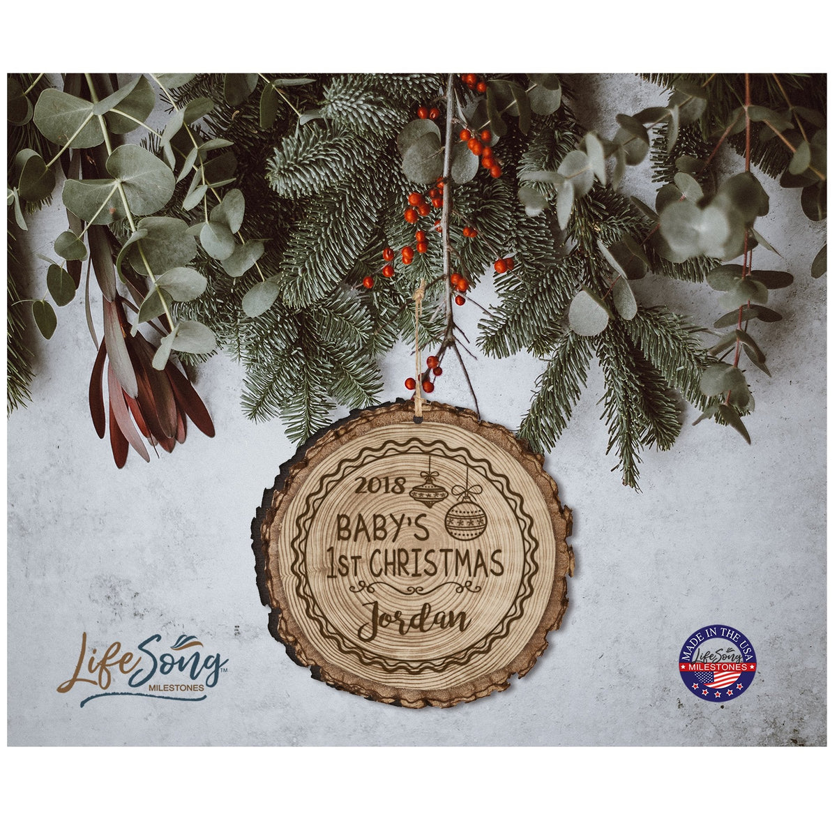 Personalized Baby's First Christmas Ornaments - 1st Christmas - LifeSong Milestones