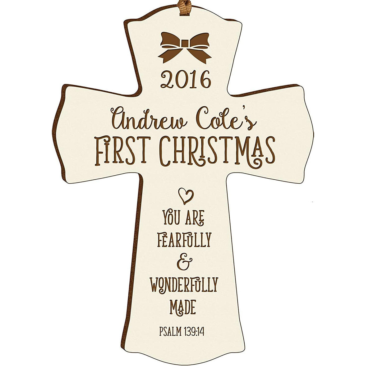 Personalized Baby's First Christmas Wall Cross - Wonderfully Made - LifeSong Milestones