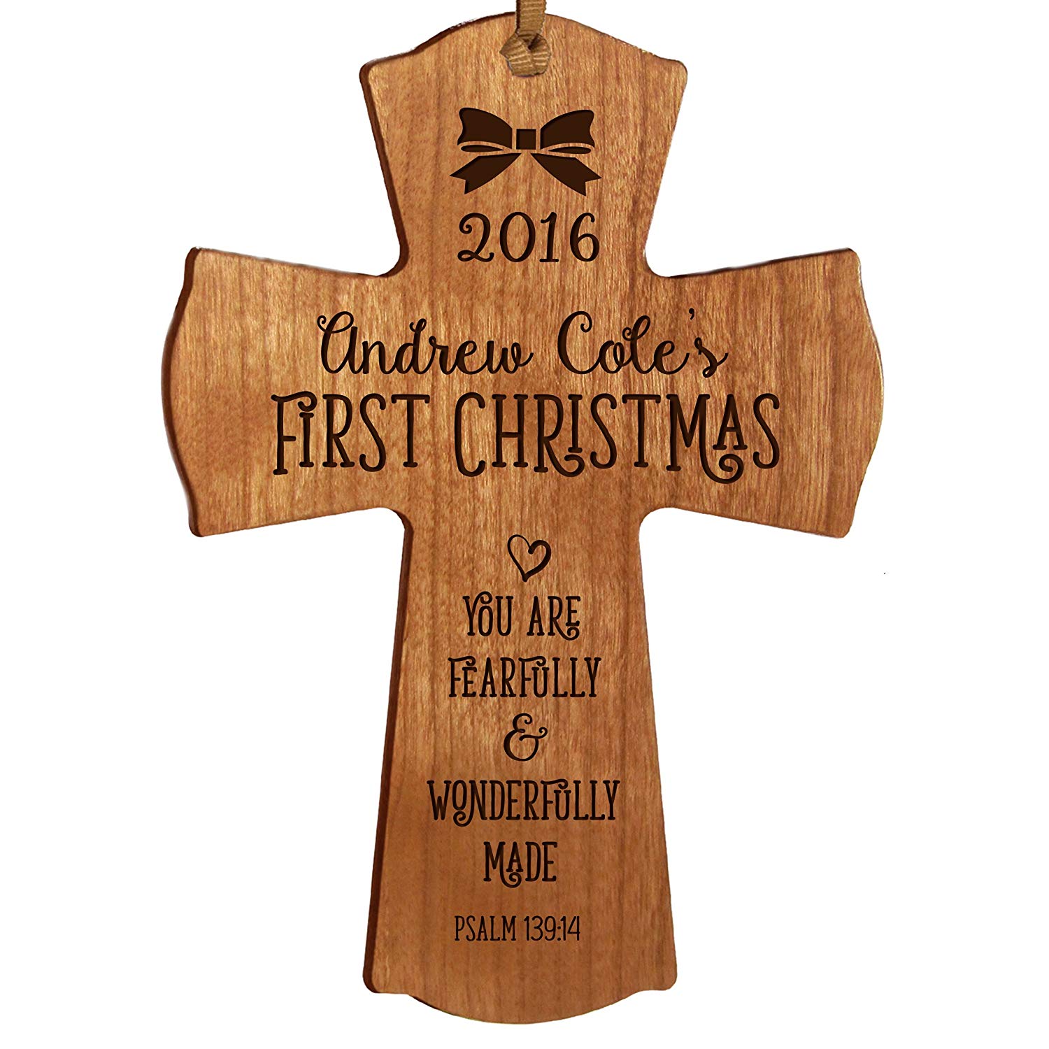 Personalized Baby's First Christmas Wall Cross - Wonderfully Made - LifeSong Milestones