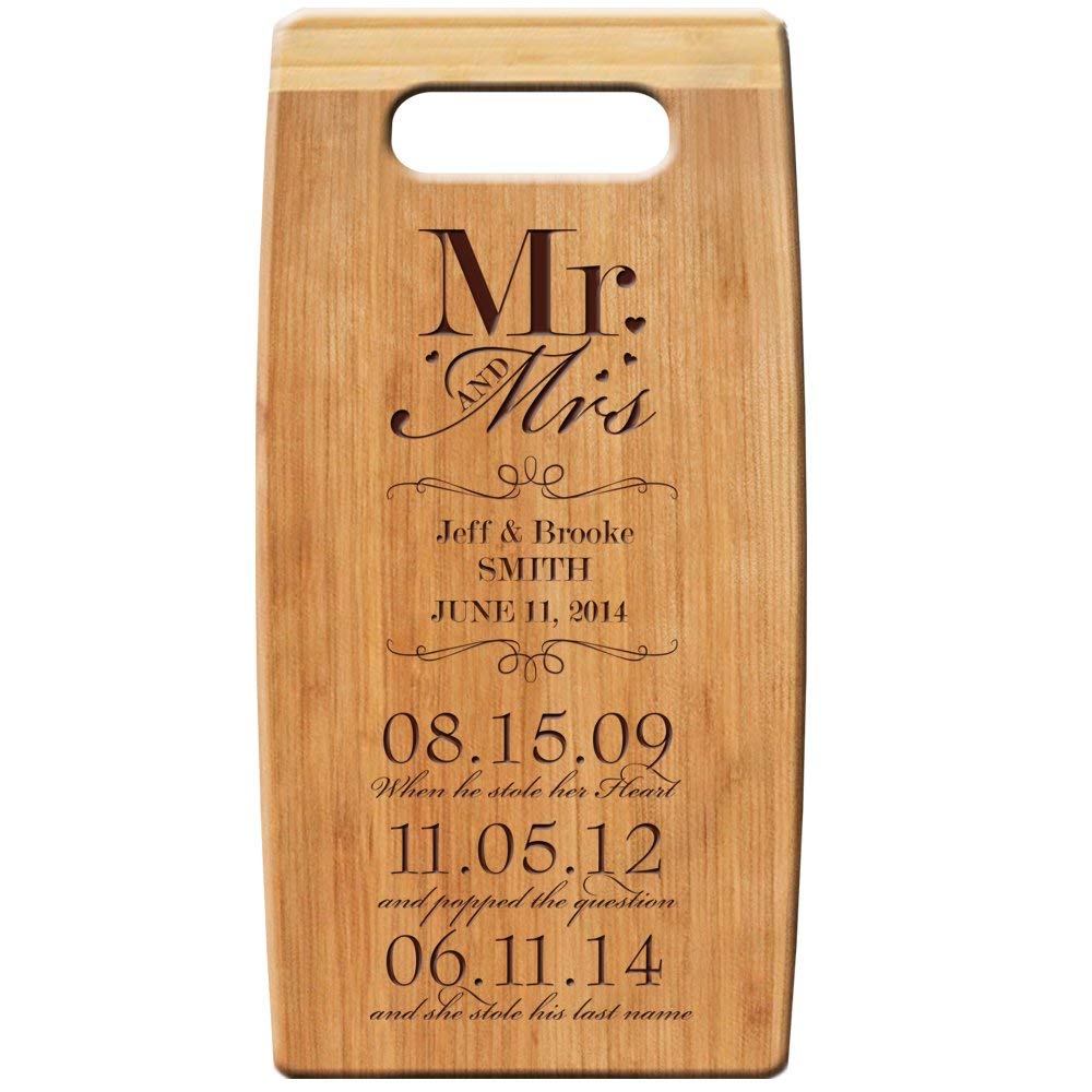 Personalized Bamboo Anniversary Cutting Board Mr and Mrs Gift - LifeSong Milestones