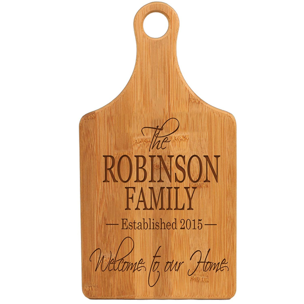 Personalized Bamboo Family Name Cutting Board - Welcome - LifeSong Milestones