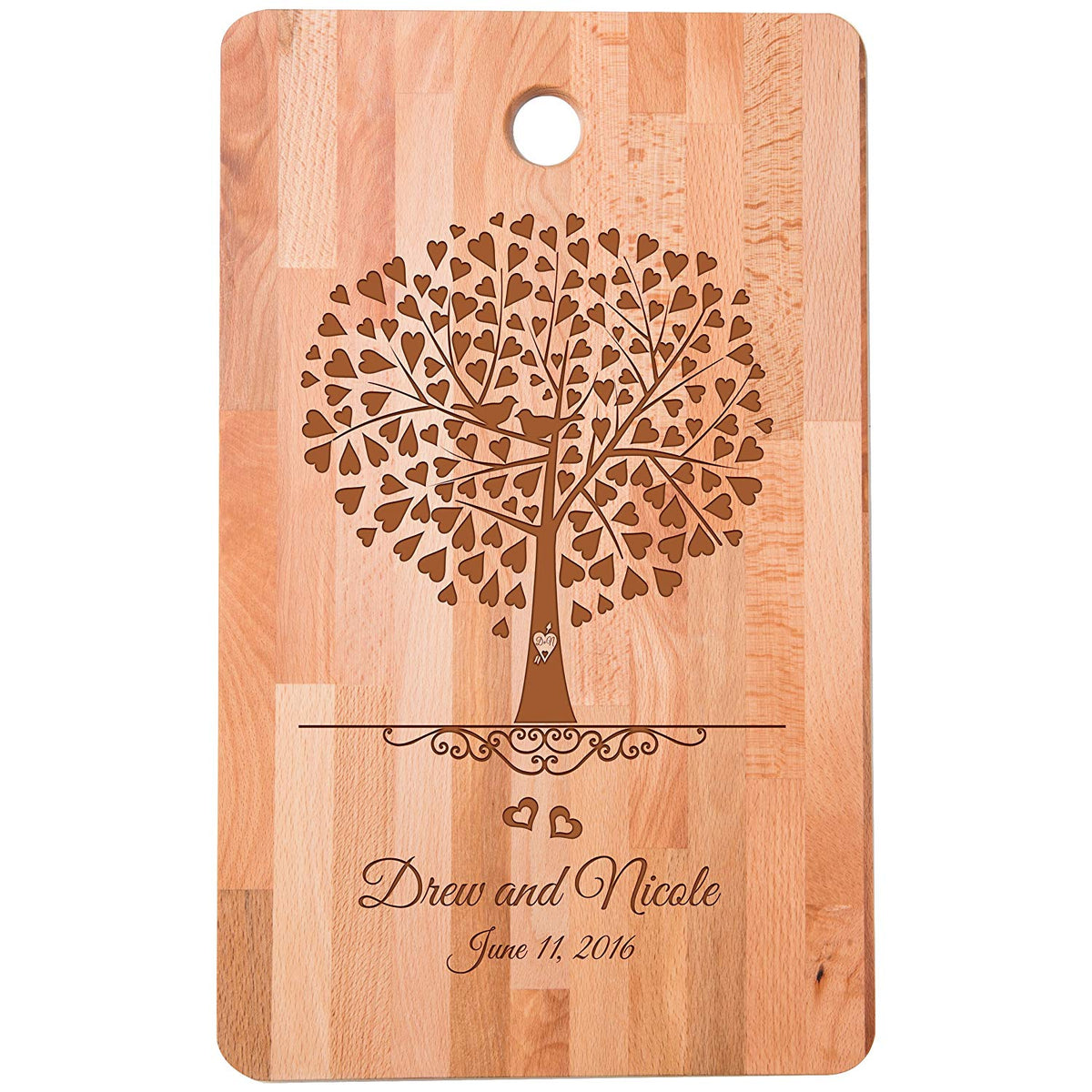 Personalized bamboo Wedding Cutting Board Gift - Established Date - LifeSong Milestones