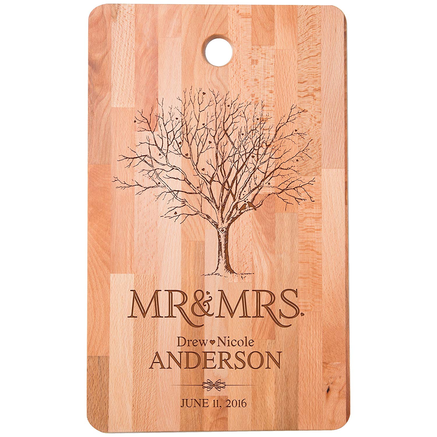 Personalized bamboo Wedding Cutting Board Gift - Family Name - LifeSong Milestones
