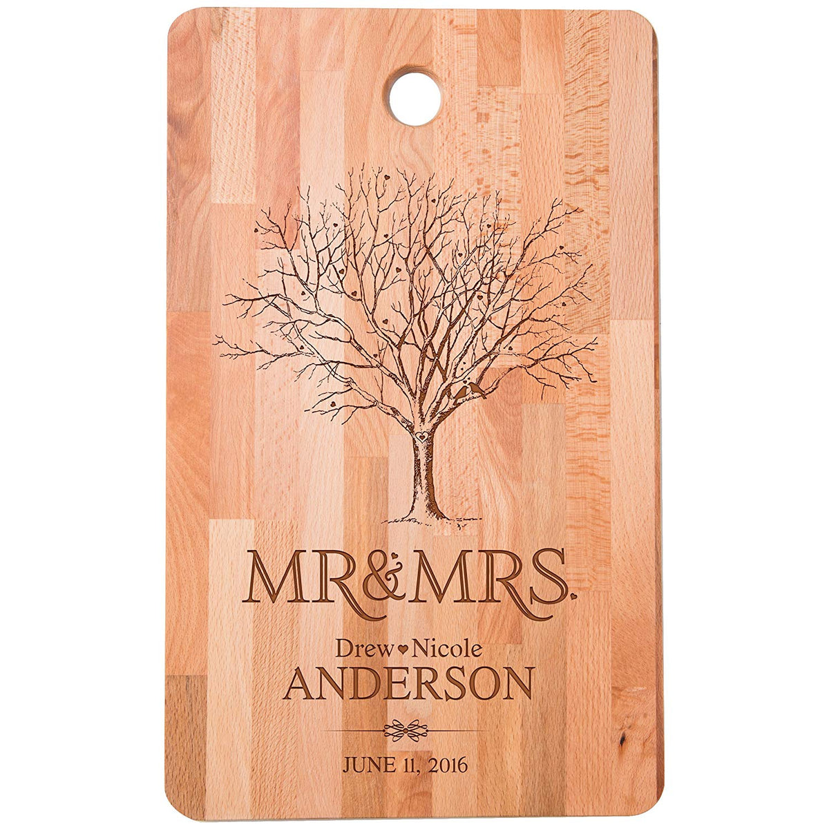 Personalized bamboo Wedding Cutting Board Gift - Family Name - LifeSong Milestones