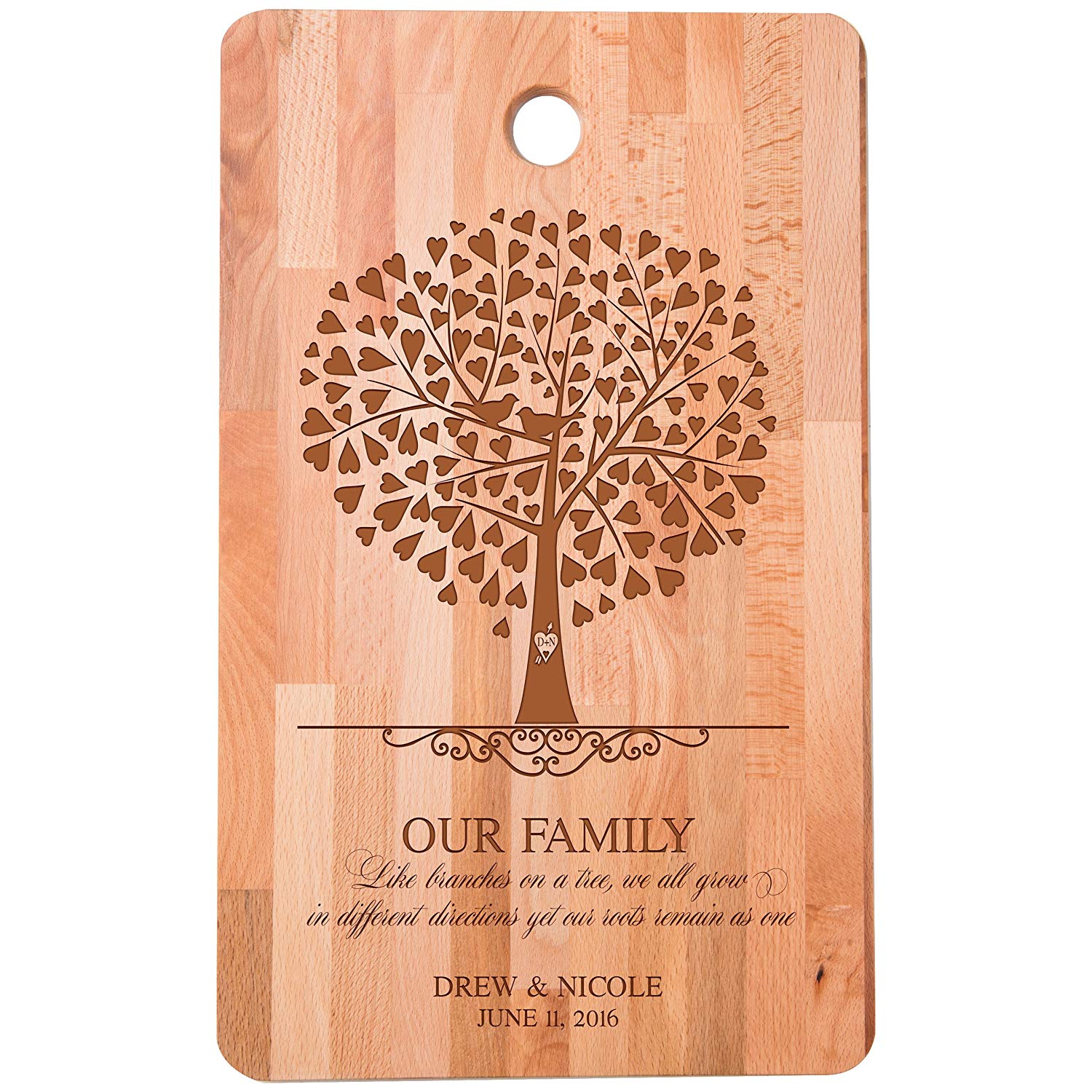 Personalized bamboo Wedding Cutting Board Gift - Family Tree - LifeSong Milestones